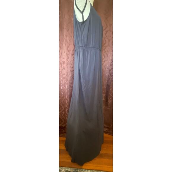 Garnet Hill, Navy Blue Side-Button Knit Maxi Dress, size Large New! - Picture 7 of 11